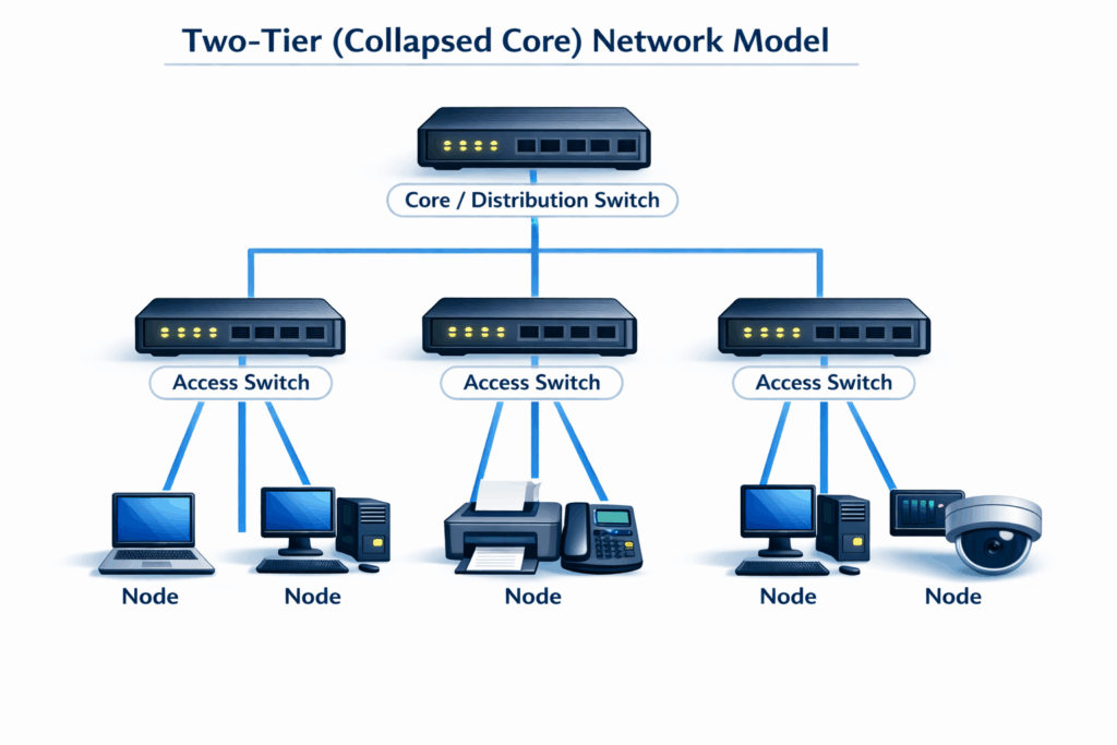 A diagram to show the two tier collapsed network model